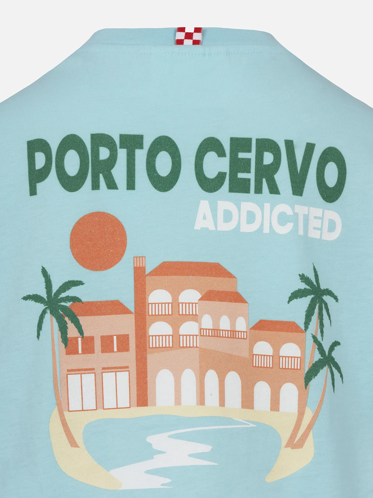 T-shirt da bambino in cotone con stampa di cartoline Porto Cervo addic