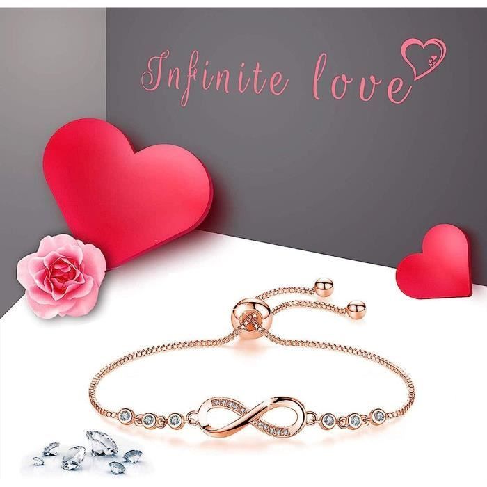 Women's Infinity Heart Bracelet with Cubic Zirconia, Adjustable Bracelet for Birthday Gift, Mother's Day Gift, Jewelry