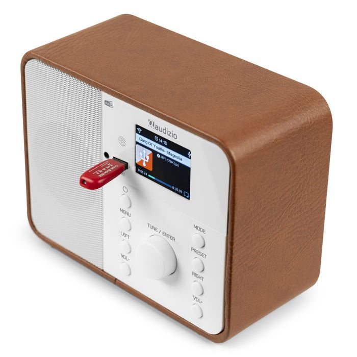 Radio despertador Audizio Nardo WiFi con conexión a internet - Blanco, DAB+ y FM, Bluetooth, información meteorológica, 32.000 emisoras
