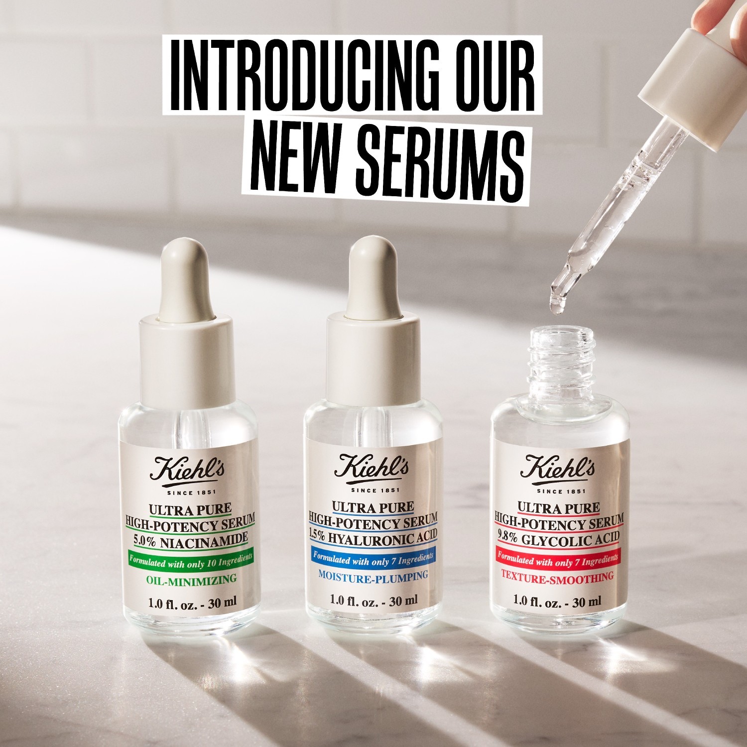 Kiehl's Glowserum Pure Serum itin grynas didelio stiprumo serumas su 5 % niacinamido – 30 ml