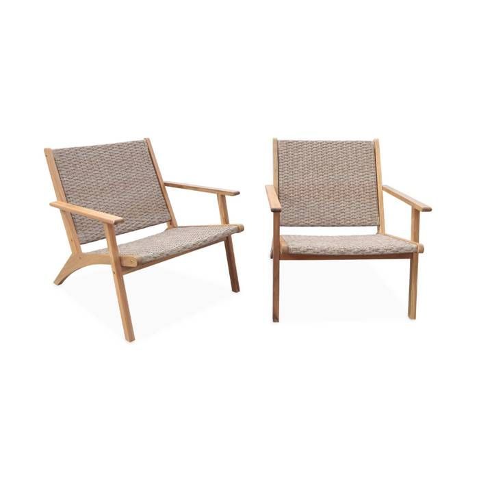 Poltrona reclinabile in legno di acacia e resina (set da 2) BELIZE X2