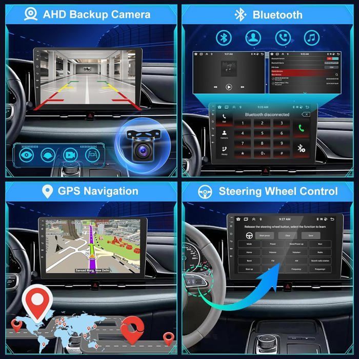 Autorradio Android 13 de 2 DIN [procesador de 8 núcleos, 4+64 GB] con pantalla IPS de 10,1