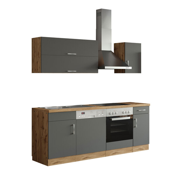 PORTO köksskåp, 210 cm, antracit/wotan