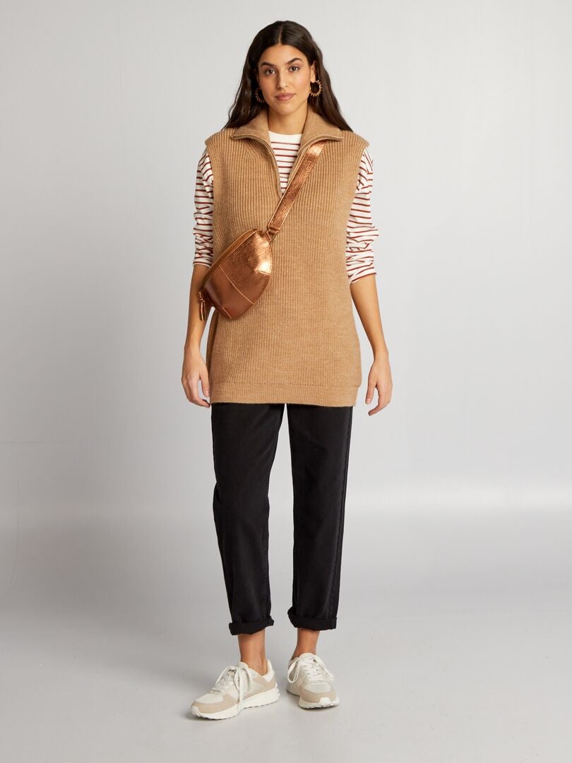 Mouwloze truckertrui - BEIGE