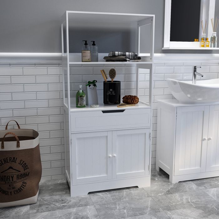 Bathroom Storage Unit with Shelves, Drawers, and Cabinet with Door, for Bathroom, Kitchen, Living Room - Mondeer
