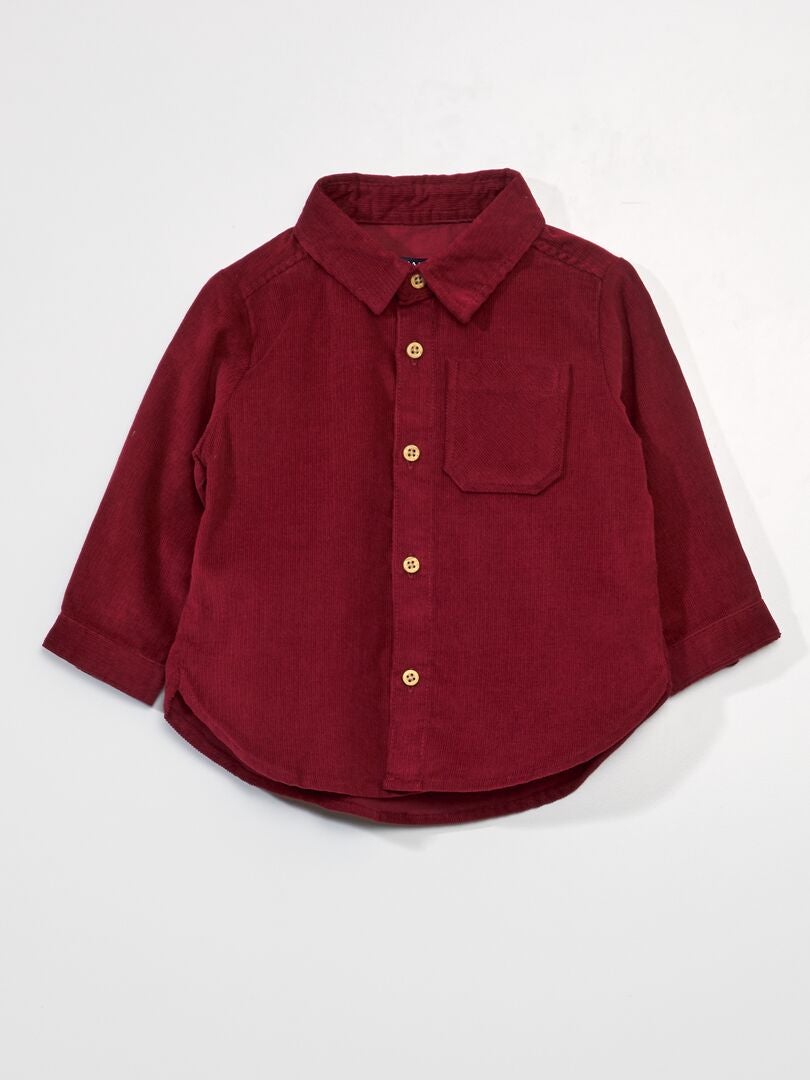 Camisa de veludo de cor sólida - VERMELHA