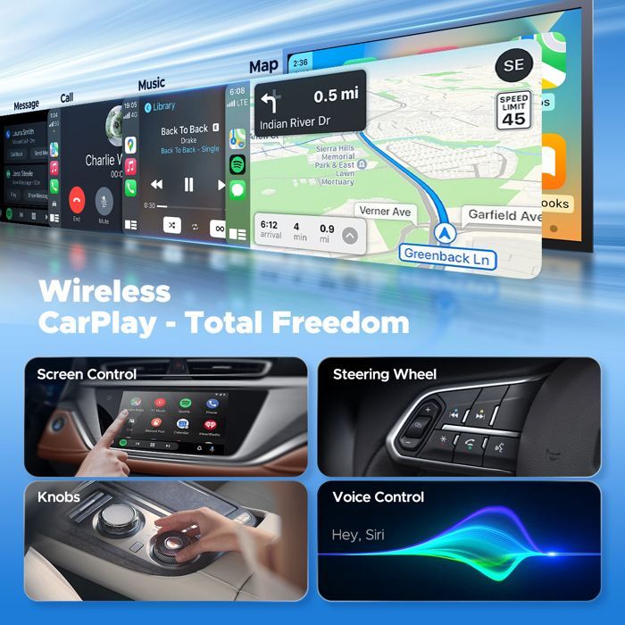 Adaptador inalámbrico para autorradio CAMPARK CarPlay AI-BOX con Netflix, YouTube, múltiples aplicaciones, Mirror Link, salida HDMI, 4G+32G.