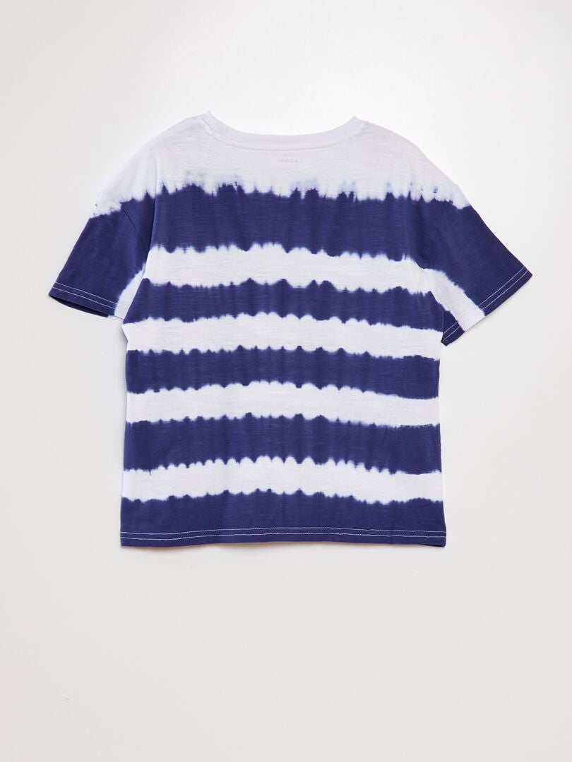 Żywa koszulka z nadrukiem „Tie and Dye” – NIEBIESKA