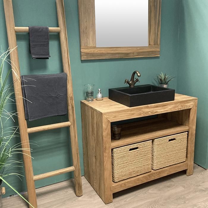 Empro Bathroom Ladder - 160cm Towel Ladder in Recycled Teak