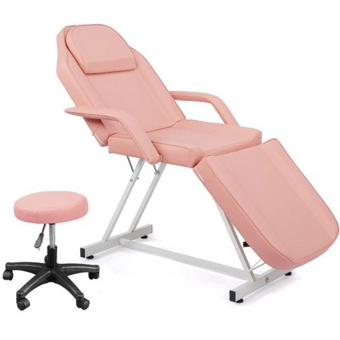 ALIGHTUP - Camilla de masaje plegable y portátil con respaldo y reposapiés ajustables, color rosa.
