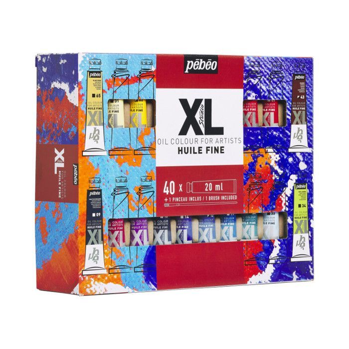 Peinture à l'huile - Bpîte - 40 tubes 20 ml - Couleurs assorties - Pinceau inclus - Qualité fine