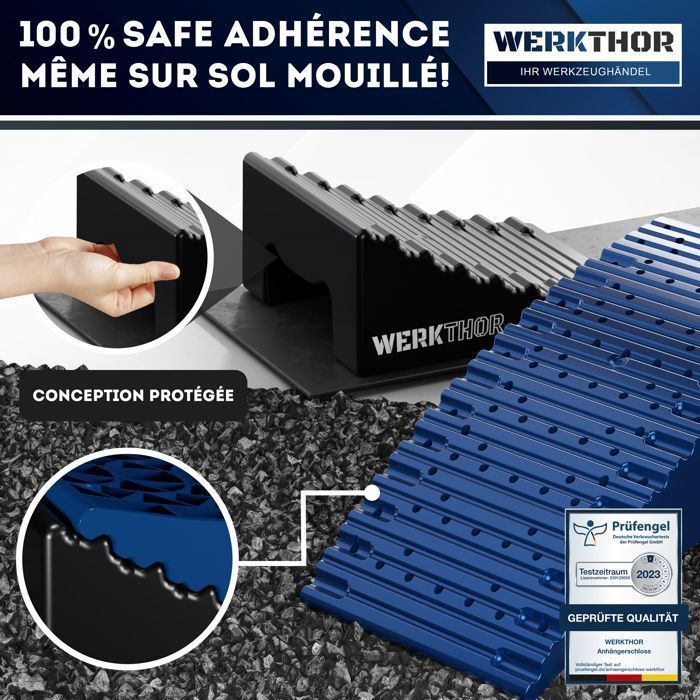 WERKTHOR Rampes de levage camping-car (Bleu) - Lot de 2 pièces | Jusqu’à 13,5 tonnes | Antidérapantes et robustes