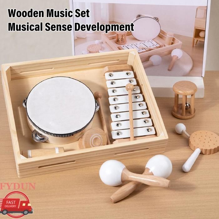 Set di percussioni in legno FYDUN, strumento musicale in legno per bambini, set di gioco puzzle