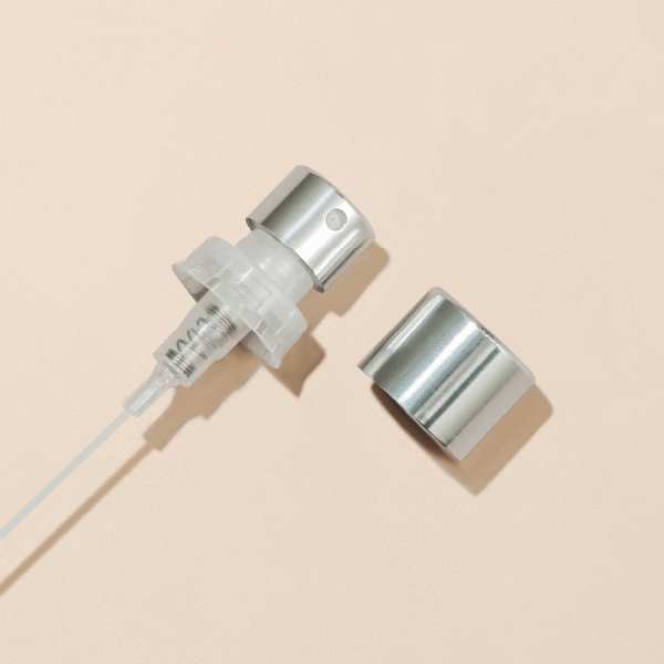 Vaporisateur pour flacon de parfum - Pompe en gros pour bouchons de parfum, argent brillant, 100 µl/0,1 cc, FEA 15, sertissage facile (avec bague)