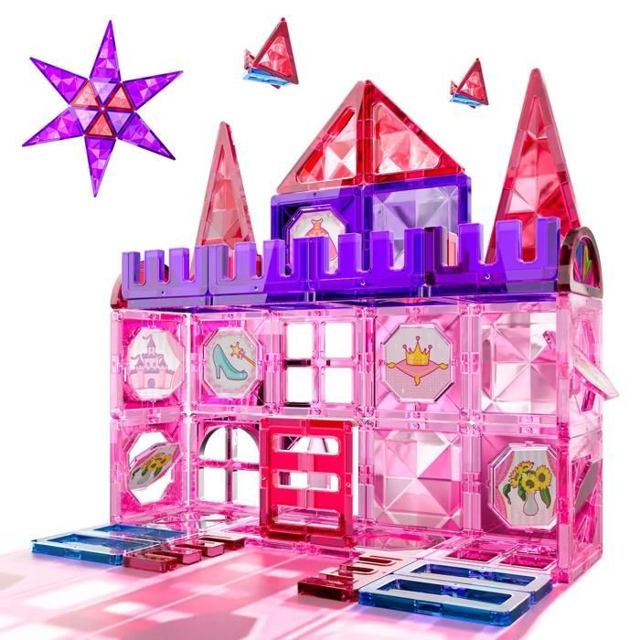 Conjunto de construção magnética com 54 peças, brinquedo educativo para crianças de 3 a 8 anos, estimula a criatividade e a lógica, presente ideal para meninos e meninas.