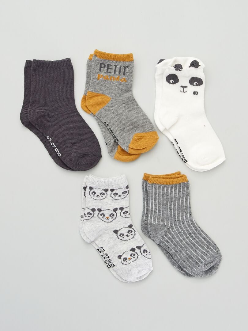 Calcetines estampados - Juego de 5 - GRIS