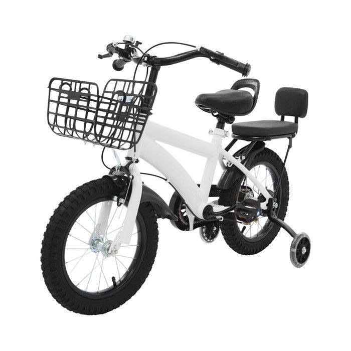 Vélo pour enfant de 3 à 7 ans, hauteur réglable avec roues supplémentaires et panier, convient pour les enfants de 95 à 115 cm