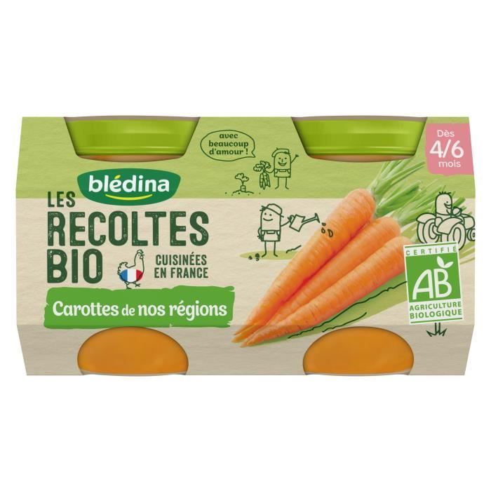 Blédina Les Récoltes Bio Pot Carottes +4m 2 x 130g