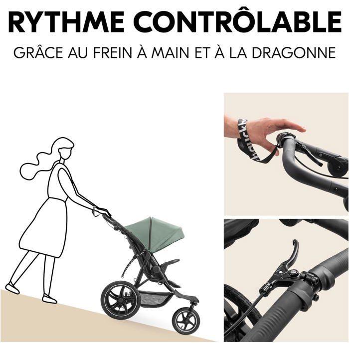 Poussette 3 Roues hauck Runner 3 Jungle Green - Confort et Maniabilité