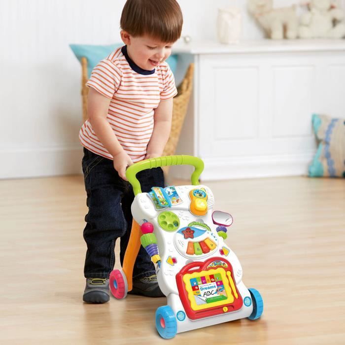PIMPIMSKY Trotteur bébé 3 en 1, Jouet de marcheur musical vitesse réglable pour bébé plus de 9 mois