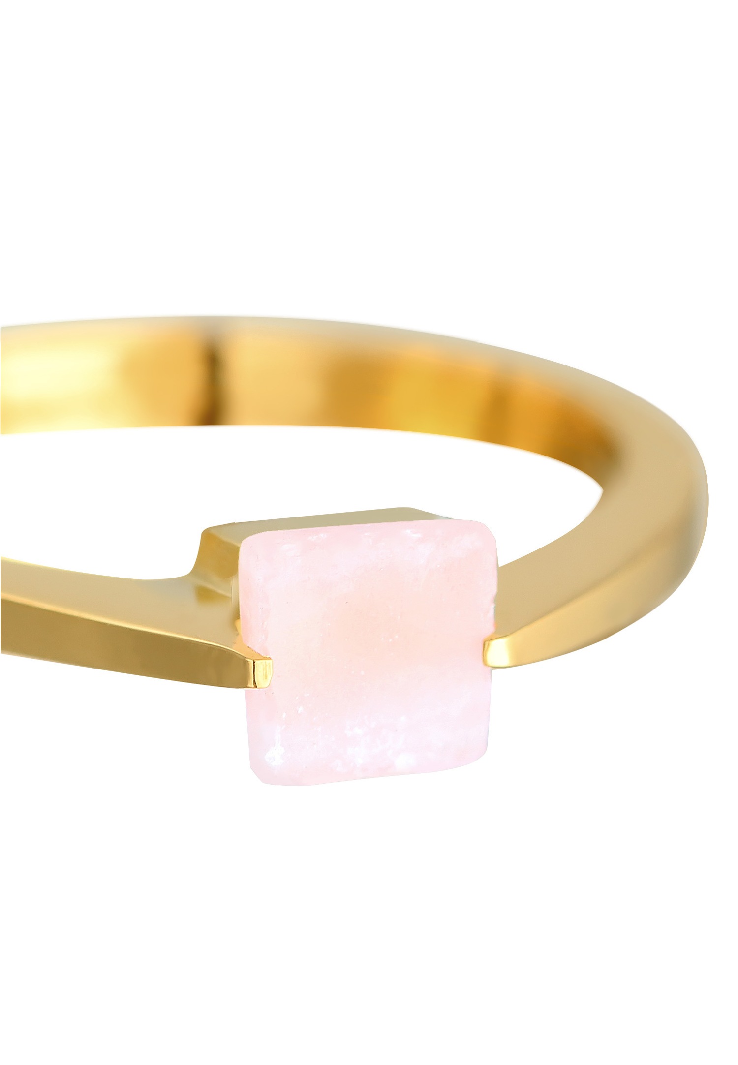 Elli PREMIUM Femme carré solitaire avec pierre précieuse de quartz en argent sterling 925 plaqué or