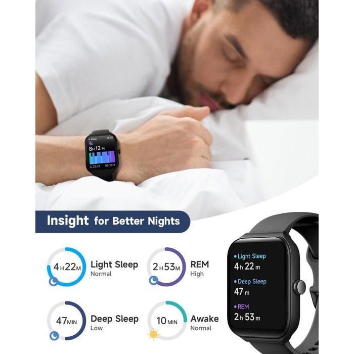 Reloj inteligente negro para mujer con pantalla de 1,95