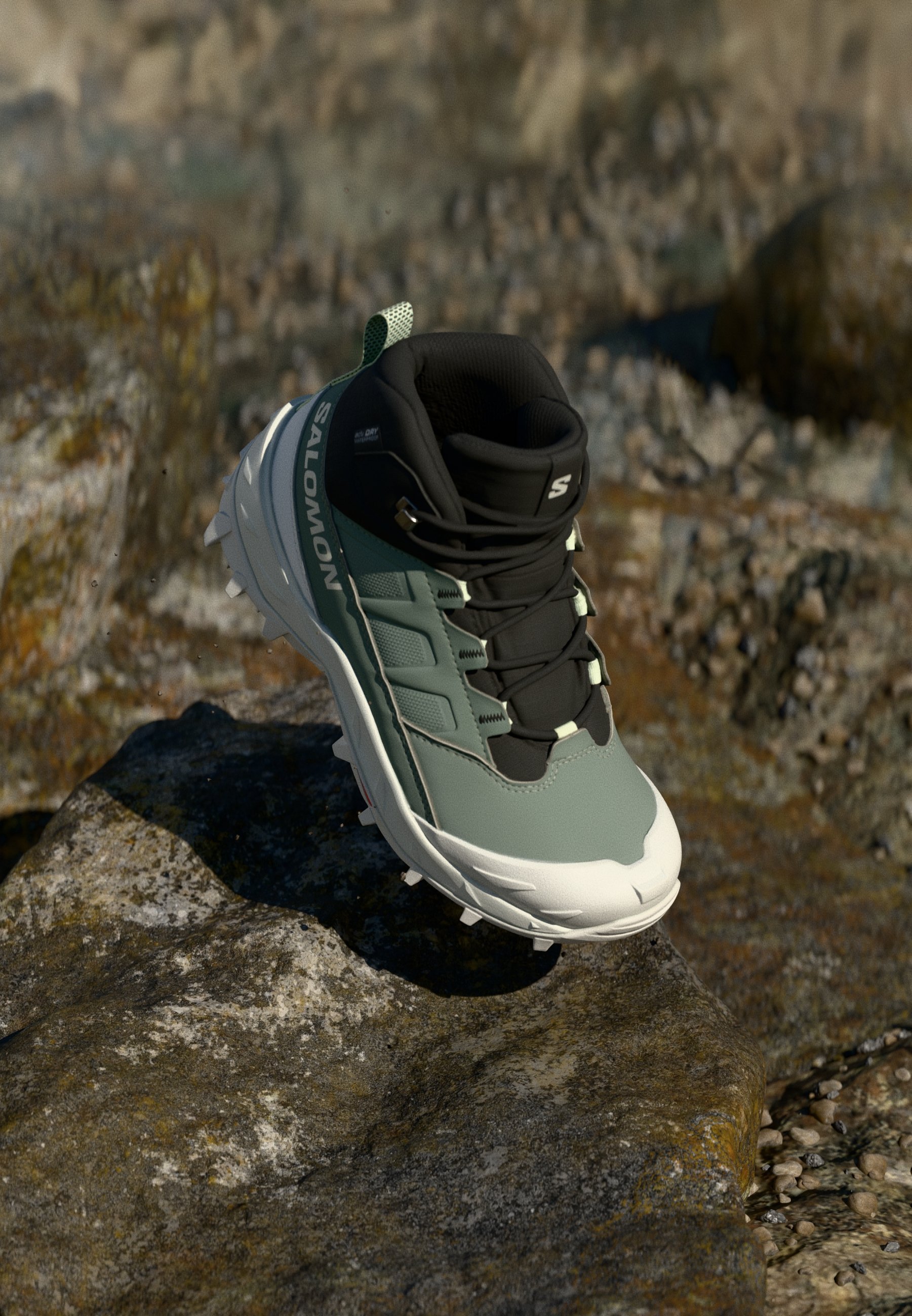 Salomon CROSSTRAK WP - Buty trekkingowe - agave green/black/canary green