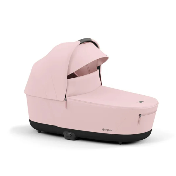 Cybex Priam V4 -rattaasetti persikanpunaisena, mattamustalla rungolla