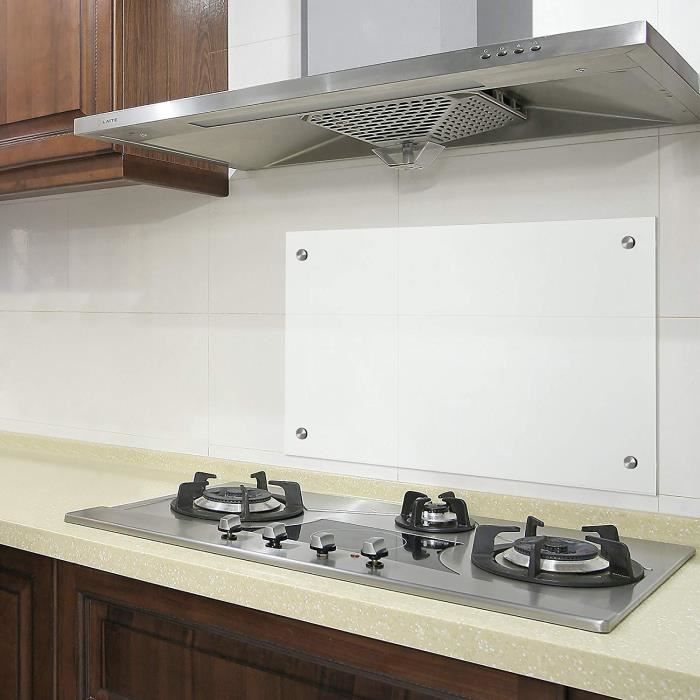 BC-elec - AKG06-7050 Protector antisalpicaduras de cocina en vidrio transparente de 70x50cm, vidrio de seguridad templado de 6 mm, protector antisalpicaduras para campana extractora
