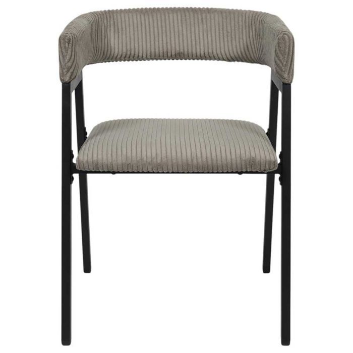 Juego de 2 sillas de comedor de diseño en metal y pana color topo - AMORY