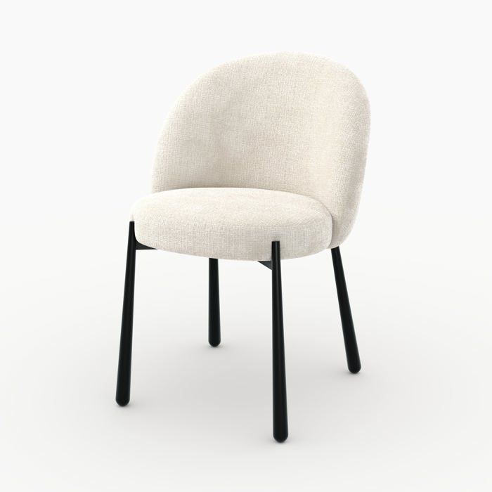 Set mit 2 Stühlen aus ecrufarbenem Chenille-Samt und schwarzem Metall – Pulpy – Rendez-Vous Déco