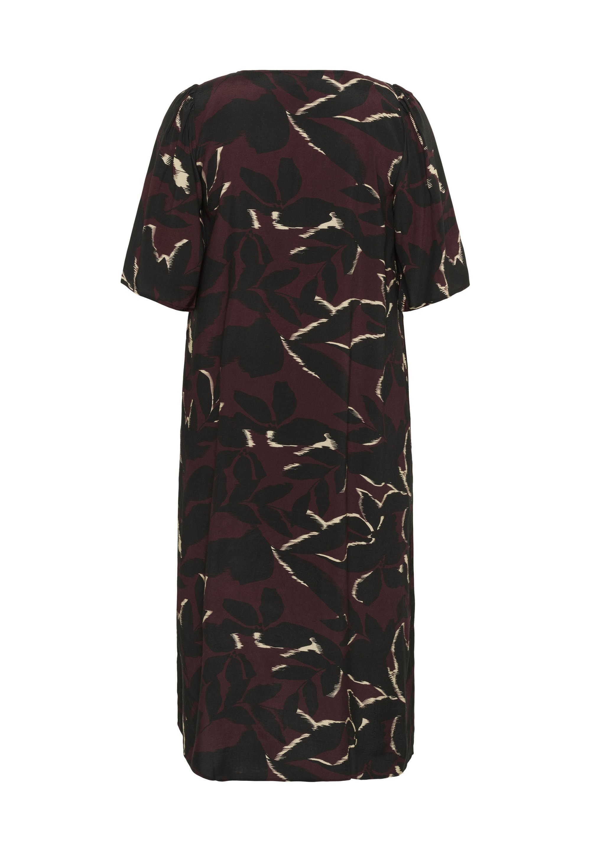 Kaffe Curve Tageskleid - Windsor Weinrot/Schwarz Blume