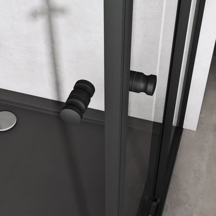 Sogood® 90x140 Corner Shower Enclosure with Sliding Doors, Ravenna16K-Plus, Black Profile