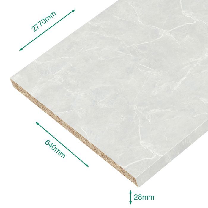 Marble-effect laminate worktop 2770 x 640 x 28 mm - PEFC 75% - Essential range FORESTEA Dimensions: 2770 mm x 640 mm x 28