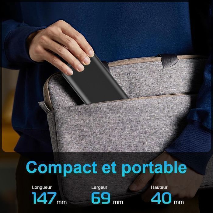 50000mAh External Battery Power Bank with 3 Outputs and 2 Inputs, LCD Screen, Fast Charging – Compatible with iPhone, Samsung, iPad, Huawei, and Xiaomi