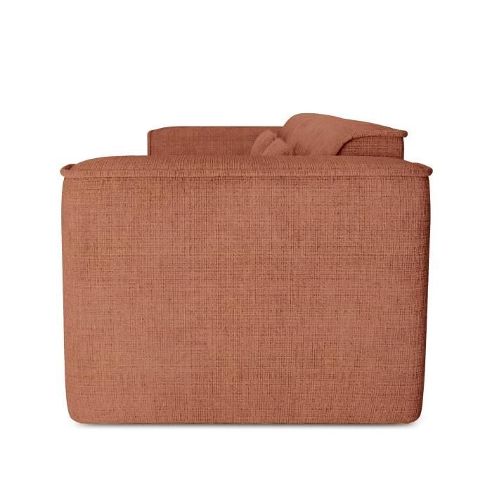 Divano fisso lineare a 3 posti NUNA in tessuto color terracotta