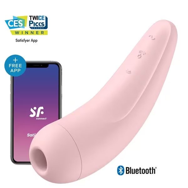 „Satisfyer Curvy 2+“ oro pulsavimo stimuliatorius + vibruojantis vibratorius<br>13,4 cm x 4,5 cm x 10,3 cm