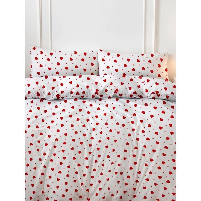 Beddenset - 1 dekbedovertrek 220 x 240 cm + 2 kussenslopen 60 x 60 cm - 50% katoen, 50% polyester - Rood