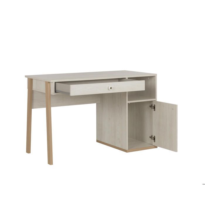 Bureau 1 porte 1 tiroir - Charme - ALIKA - Blanc - Made in France