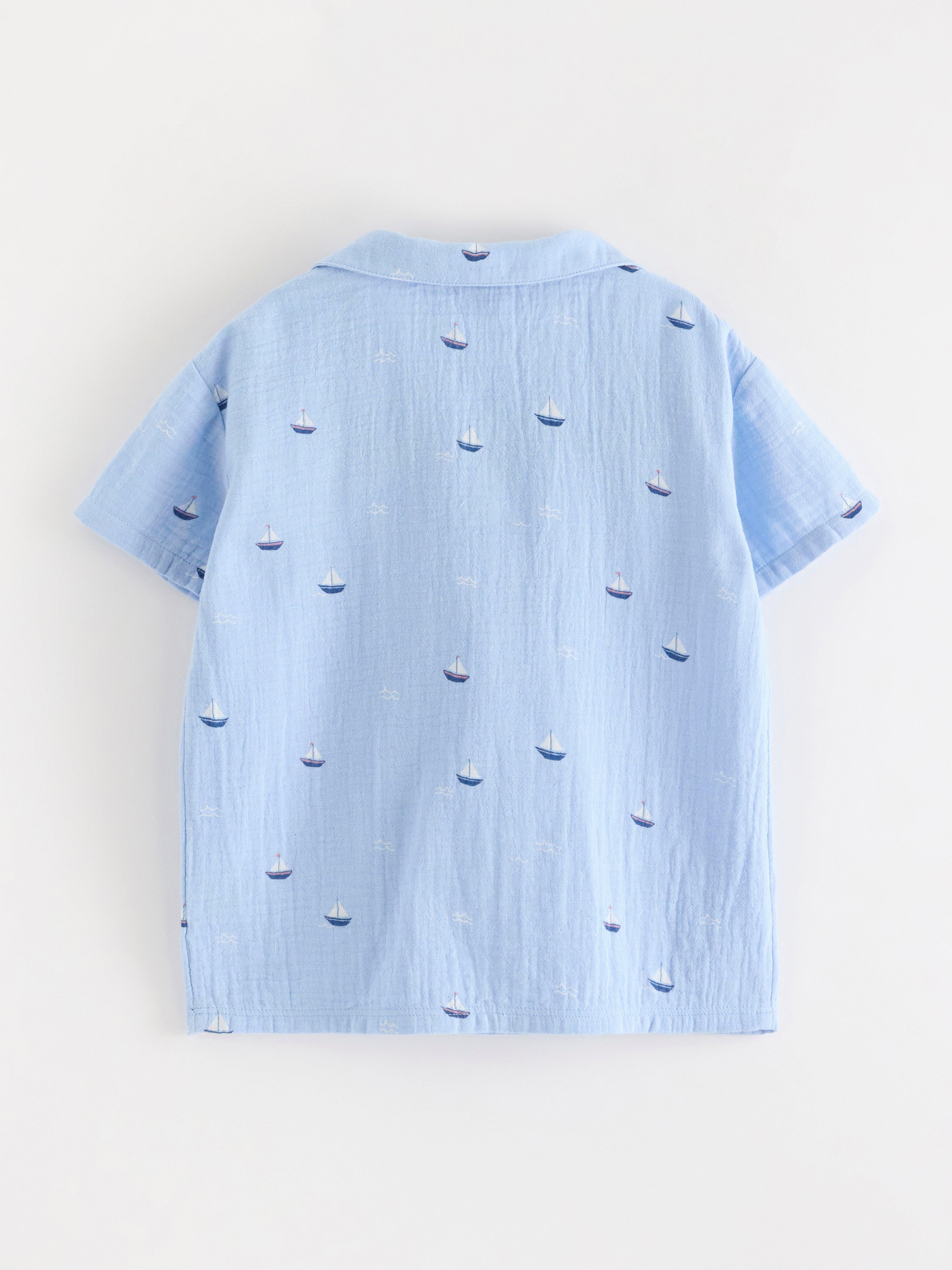 Camicia in tessuto di cotone azzurro chiaro