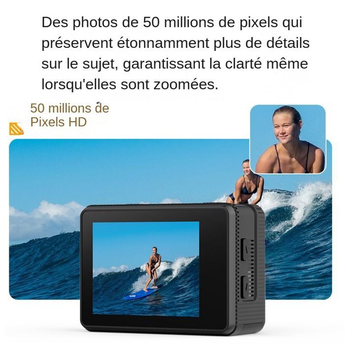 8K 30FPS Sports Camera - 170° Wide Angle - 30M Waterproof - EIS Anti-shake - Remote Control & Wi-Fi - 64GB - Dual Touch Screen