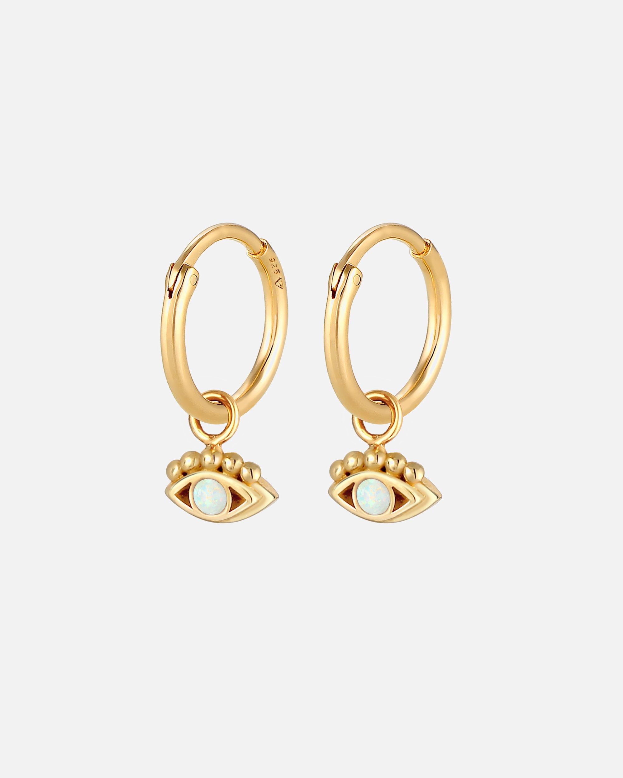 Elli Créoles pour Femmes Evil Eye avec opale synthétique en argent 925 plaqué or