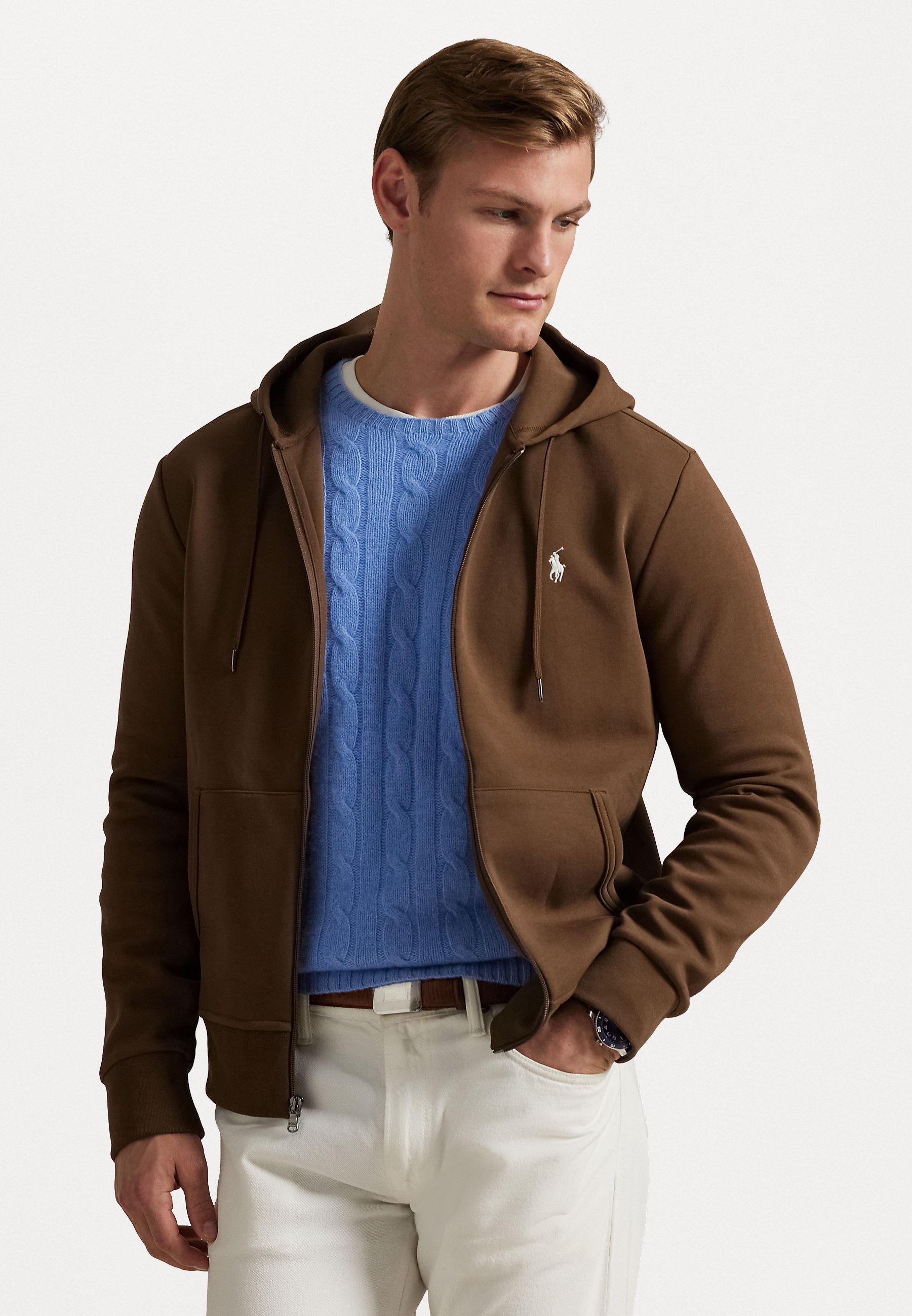 Polo Ralph Lauren FULL ZIP HOODIE - Lukuga dressipluus - kastanpruun