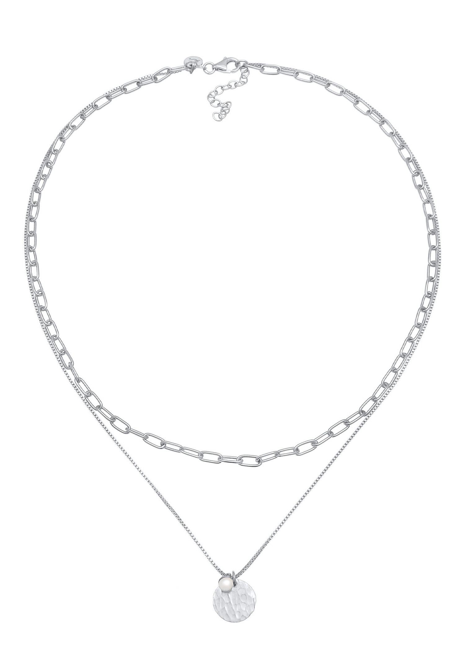 Elli PREMIUM Pendentif plaque de couche pour dames Chaîne de Figaro en argent 925