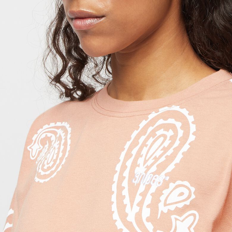 Cropped oversized T-shirt met klein paisley-logo