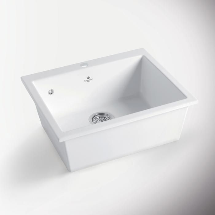 CUIPD123 single-bowl manual waste kit for CISTERNA and FELIX ceramic sinks - Space-saving siphon