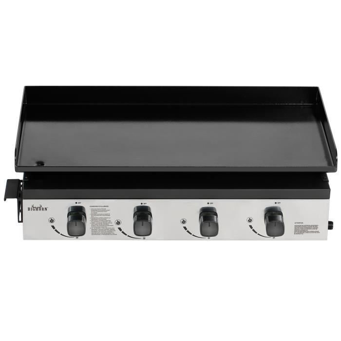 Plancha de gas BIGHORN con 4 quemadores de acero para cocinar teppanyaki.