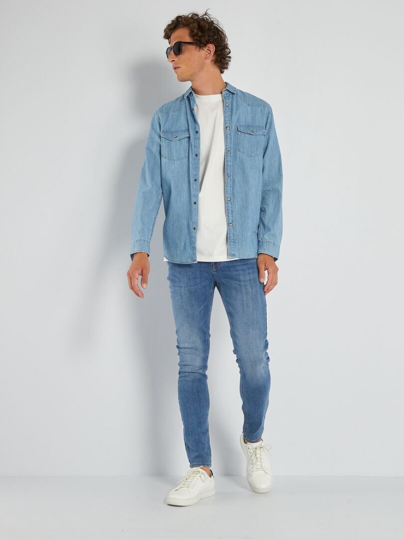 Pantalones vaqueros ajustados de 5 bolsillos - Talla L32 - Azul