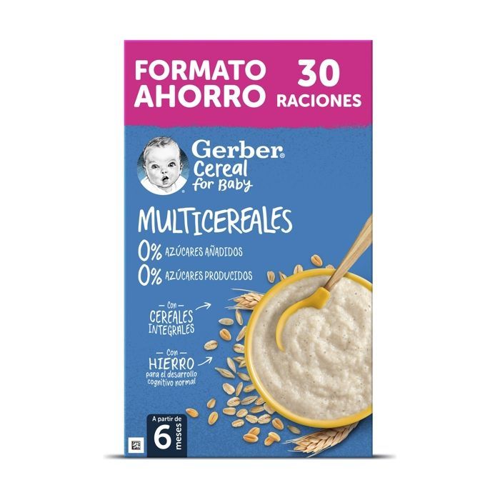 GERBER ORGÂNICO - Mingau de cereais variados, 0% de açúcar, para bebês a partir de 6 meses, 510g de pó