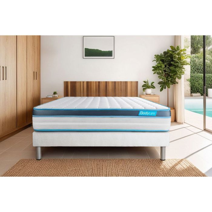 Ensemble sommier matelas 140x200 BodyFit Mémoire de forme - Ferme - Gris